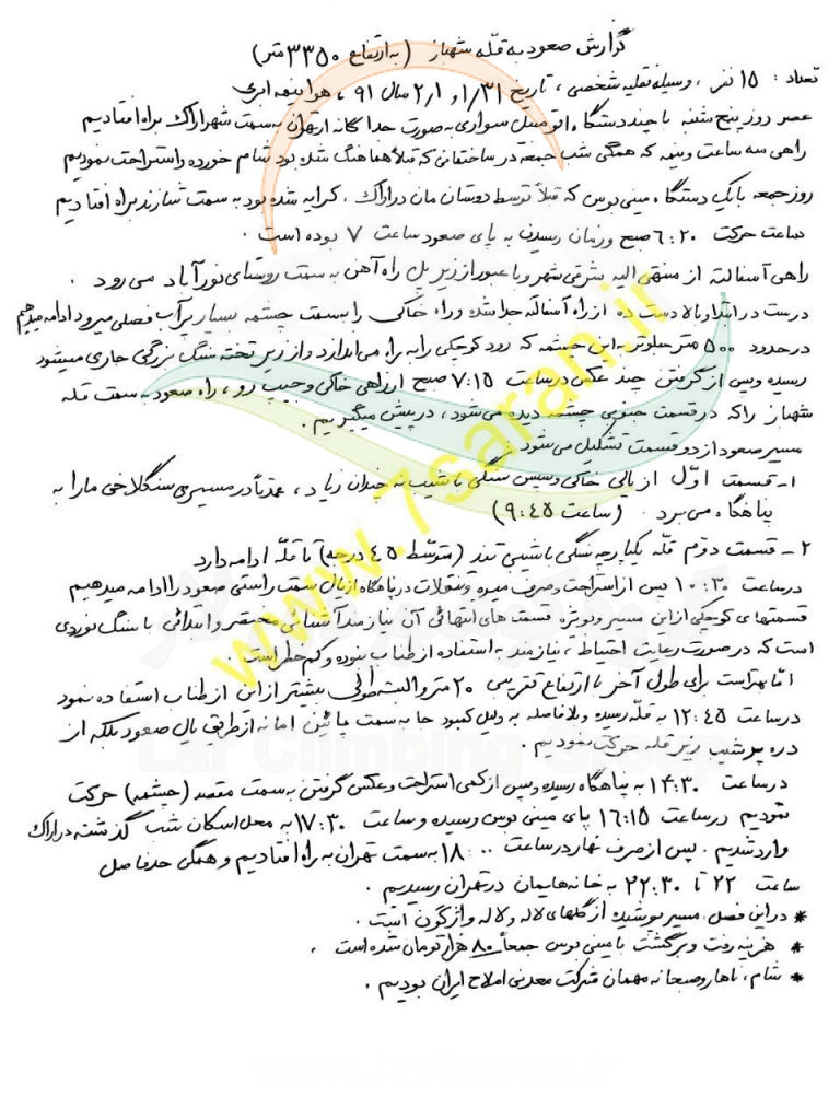 گزارش صعود به قله شهباز